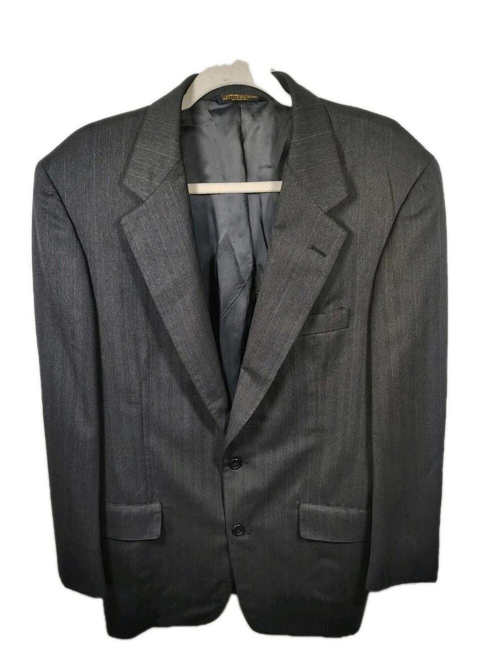 Vtg Brooks Brothers Grey Pinstripe Wool Blazer Jacket 40R Academia Preppy Dad